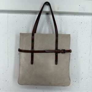 Tomas Maier Beige Canvas And Studded Leather Tote Bag